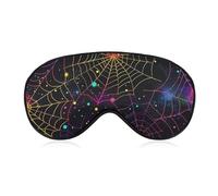 Colorful Neon Spider Web Halloween Sleep Mask for Women Men Soft Eye Masks Adjustable Blindfold Sleeping Shade Cover 8 X 4 Inch