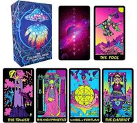 Colorful Neon Tarot Cards Deck with Guidebook, Tarot Cards for Beginners, 78 Tarot Deck, with Meanings on Them