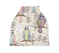 Colorful Night Owls Birds Baby Car Seat Cover Canopy Stretchy Nursing Covers Breathable Windproof Winter Scarf for Infant Breastfeeding Boys Girls