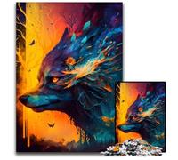 Colorful Nightmare Wolf Puzzle 1000 Pieces Jigsaw Wooden Jigsaw Puzzles for Adults Ideal And Home Decor 50x75CM/19.68x29.52inch