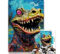 Colorful Nile Crocodiles 1000 Piece Jigsaw Puzzles for Adults Gifts,Help The Brain Exercise Addictive Toys to Cultivate Patience Suitable for Couples (38x26cm)