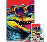 Colorful Nile Crocodiles 1000 Piece Jigsaw Puzzles for Teenagers,Decompressing Intellectual Educational Toy Great Gifts And Toys (75x50cm)