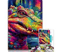 Colorful Nile Crocodiles 1000 Piece Jigsaw Puzzles for Teenagers,Stress Reliever Difficult Challenge Unique Home Decor And Gifts (75x50cm)