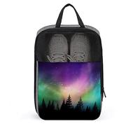 Colorful Northern Lights Shoe Bags for Travel Shoe Pouch Waterproof Large Shoes Storage Bag for Men Women, Travel Suitcase Shoe Organizer with Zipper & Mesh for Teens Sport