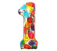 Colorful Number 1 Foil Balloons 40 Inch Extra Large Big Giant Jumbo Helium Mylar Number Balloon for Anniversary Birthday Party