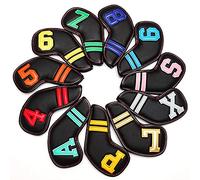 Colorful Number Black PU Leather Golf Iron Head Covers Irons Headovers 11 pcs/Set Wedges Covers 4-9 ASPX