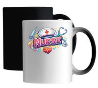 Colorful Nursing and Healthcare Icons Ceramic Magic Mug White