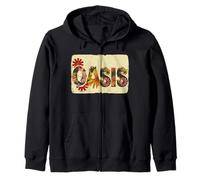 Colorful Oasis Statement with Flowers Zip Hoodie