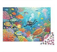 Colorful Ocean Life Jigsaw Puzzles 1000 Pieces Recycled Material Tropical Fishes Puzzles for Elderly Relieve Senile Dementia Fun Family Game Activity Home 52x38cm/1000pcs