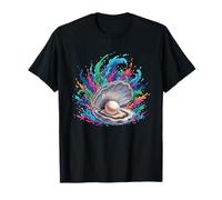 Colorful Ocean Pearl in Seashell Wave Splash T-Shirt