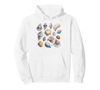 Colorful Ocean Seashells Marine Life Pattern Pullover Hoodie