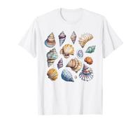 Colorful Ocean Seashells Marine Life Pattern T-Shirt