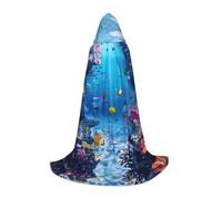 Colorful Ocean Theme Print Adults Unisex Hooded Cloak Variety Robe For Halloween Cosplay Christmas Carnival, Black, Large