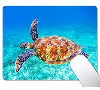 Colorful Ocean Turtle Mouse Pad, Blue Ocean Turtle Mousepad for Design , Anti-Slip Rubber Base Wireless Mouse Pads for Laptop