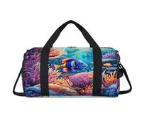 Colorful Oceans Submarine World Print Sport Duffel Bag with Shoes Compartment Overnight Weekender Bags Travel Gym Luggage Organizer for Women Men Kids Girls Boys