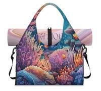 Colorful Oceans Submarine World Print Sports Duffle Bag with Shoe Compartment Weekend Overnight Bags Tote Cabin Luggage Bag for Gym Yoga Travel