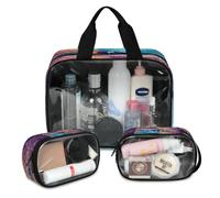 Colorful Oceans Submarine World Print Travel Makeup Bag for Women Men, Translucent Cosmetic Bags 3 Pcs Large Shower Wash Pouch Toiletry Cosmetic Toiletries Organizer