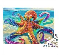 Colorful Octopus 1000 Piece Jigsaw Puzzle Paper Puzzle for Adults Ocean Animals Art Style Focus Home Decor 70x50cm/1000pcs