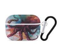 Colorful Octopus AirPods Pro 2 Case Cover, Shockproof Hard Shell Protective Case for Women Men, Compatible with Airpod Pro Case 2nd/1st Generation with Keychain-White