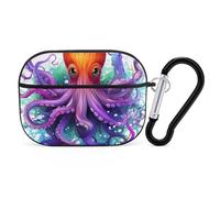 Colorful Octopus AirPods Pro 2 Case Cover, Shockproof Hard Shell Protective Case for Women Men, Compatible with Airpod Pro Case 2nd/1st Generation with Keychain-Black