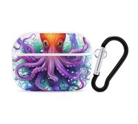 Colorful Octopus AirPods Pro 2 Case Cover, Shockproof Hard Shell Protective Case for Women Men, Compatible with Airpod Pro Case 2nd/1st Generation with Keychain-White
