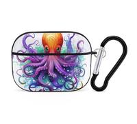 Colorful Octopus AirPods Pro Case Cover with Keychain Ring PC Hard Shell Protective Case for AirPods Pro 2nd for Women Men Generation Easy Open Full Drop Protection Cover Black-Style