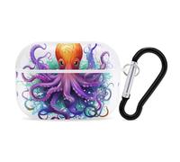 Colorful Octopus AirPods Pro Case Cover with Keychain Ring PC Hard Shell Protective Case for AirPods Pro 2nd for Women Men Generation Easy Open Full Drop Protection Cover White-Style