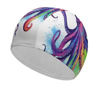 Colorful Octopus Bathing Cap High Elasticity Swimming Caps Fit Both Long Hair Short Hair Comfortable Large Shower Cap for Drag Reduction and Hair Protection