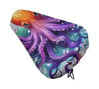 Colorful Octopus Bike Seat Cover Waterproof Oxford Fabric, Universal Adjustable Bicycle Saddle Cover with Drawstring Easy Install Protective Rain Dust Covers for Women Men