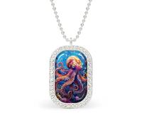 Colorful Octopus Brilliant White Diamond Necklaces Dainty Pendant Necklace Trendy Metal Jewelry Gift for Women