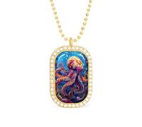 Colorful Octopus Brilliant White Diamond Necklaces Dainty Pendant Necklace Trendy Metal Jewelry Gift for Women