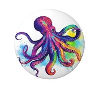 Colorful Octopus Button Pins 1 Pc, 2.4 Inch Round Button Badges Metal Personalized Picture Photo Pin Buttons Kit For Craft Supplies Christmas Diy Party Projects