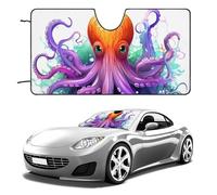 Colorful Octopus Car Windshield Sun Shade Keep Car Interior Cool 51"x28" Folding Front Window Sun Shade, Heat Shield for SUV, Truck, Blocks UV