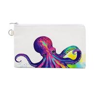Colorful Octopus Coin Purses with Zipper, Personalized Zero Wallet for Shopping, Small Makeup Pouches Bag for Travel, Card Organizer Case, Portable Canvas Change Purses