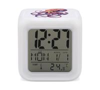 Colorful Octopus Digital Alarm Clocks with 7 Color Changing Night Light for Bedroom with Date Temperature