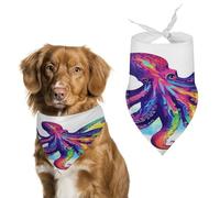 Colorful Octopus Dog Bandana Cozy Soft Triangle Dog Scarf Washable Adjustable Pet Bib Cute Lightweight Breathable Pet Scarf for Small Medium Large Cat Dog Scarves