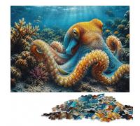 Colorful Octopus in The Deep Sea Wooden Jigsaw for Adults | Jigsaw Puzzle: image-based sorting for steady puzzle progress on quiet evenings.