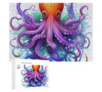 Colorful Octopus Jigsaw Puzzle Challenging Fun Puzzle Wooden Jigsaw Puzzles for Adults Families 300 PCS