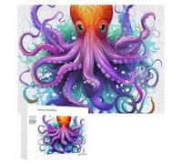 Colorful Octopus Jigsaw Puzzle Challenging Fun Puzzle Wooden Jigsaw Puzzles for Adults Families 500 PCS