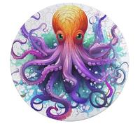 Colorful Octopus Jigsaw Puzzle Challenging Round Animals Puzzle Wooden Jigsaw Puzzles for Adults Families 195 PCS