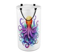 Colorful Octopus Laundry Hamper with Handles Collapsible Round Laundry Basket Waterproof Dirty Clothes Hamper Lightweight Clothing Storage for Bathroom Bedroom Dorm