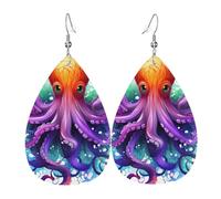 Colorful Octopus Leather Earrings Dangle Drop for Women Lightweight Teardrop Earrings Pendant Christmas Birthday Gift Fashion Jewelry Outfits Accessories
