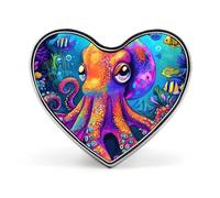 Colorful Octopus Metal Badge Pins Heart Brooches | Lapel Pins for Shirt Backpack Jacket Hat Coat Bag Clothing Jewelry Accessories Gifts for Women Men