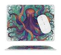 Colorful Octopus Mouse Pad Ultra Thin, Leather Mousepad with Waterproof Smooth Surface, Anti Slip Mouse Pad for Gaming, Office & Home, 10 X 8 Inch
