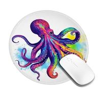 Colorful Octopus Mouse Pad Waterproof Gaming Mousepad with Non-Slip Rubber Base Round Computer Mouse Mat for Office Latop Mousepads Washable Cloth Desk Pad 8 x 8 in