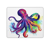 Colorful Octopus Mouse Pads Custom Design, Waterproof Gaming Mousepad Washable Computer Mousepads with Non-Slip Rubber Base Square Mouse Mat for Laptop Office Home 10 x 12 inch