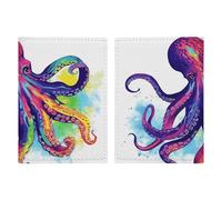 Colorful Octopus Passport Holder, ID Card Protector Case Passport Holder with Slot Passports Travel Wallet Document Cover for Women And Men