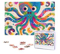 Colorful Octopus Puzzles from Photos 1000 Pieces Personalized Wooden Puzzle Challenging Jigsaw Puzzles for Adults Custom Picture Puzzle Gifts for Family Wedding Friend