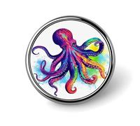 Colorful Octopus Round Badge Personalized Metal Lapel Pin Badges Fit Clothing Bags Hat Humorous Printed Brooch Badge Party Decorations Accessories for Men Women
