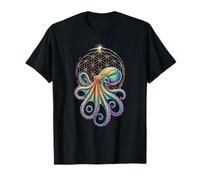 Colorful Octopus Sacred Geometry Flower of Life Ocean Adults T-Shirt